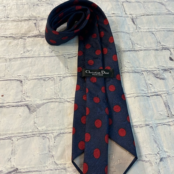 CHRISTIAN DIOR LOT OF (3) PATTERN MENS SILK TIES POLKA DOTS/PAISLEY/TINY PRINT - Picture 5 of 12